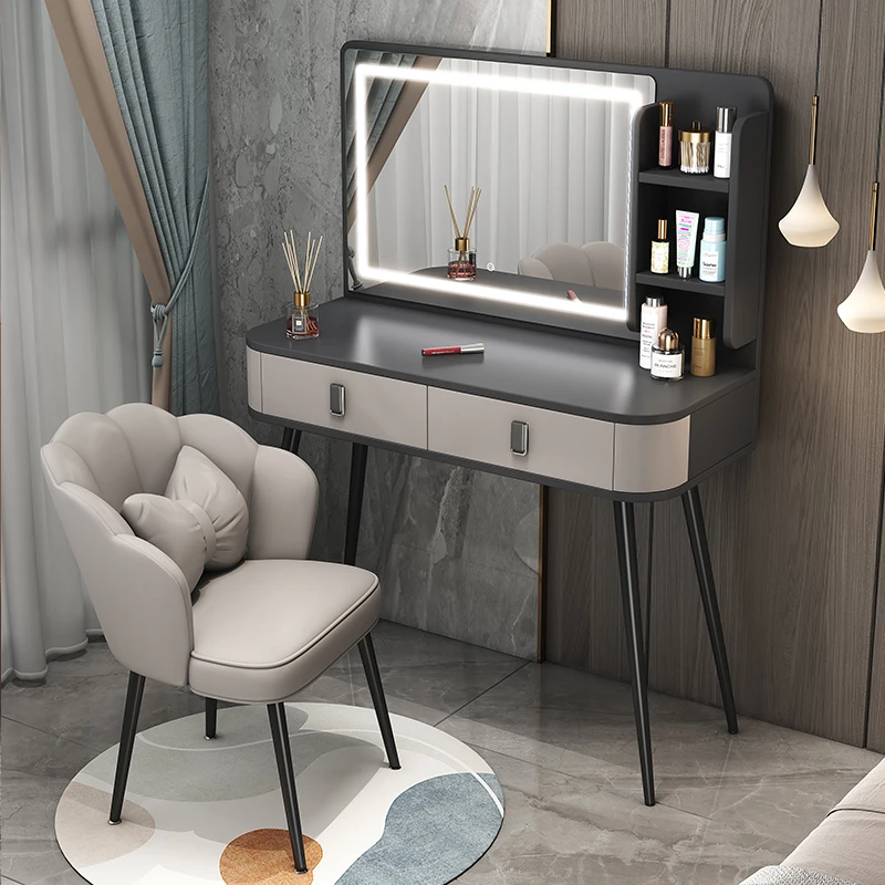 

Роскошный комод для спальни, современный простой сетчатый красный зеркальный макияжный стол, небольшой прикроватный шкаф для хранения, встроенный книжный стол