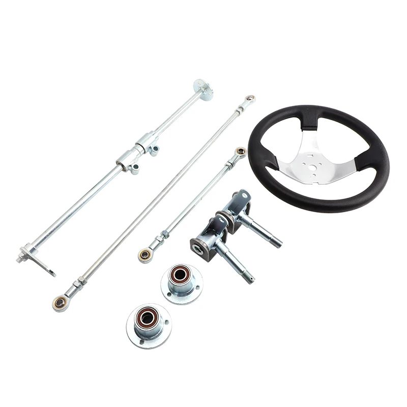 168cc GO KART UTV Prop Steering Knuckle Spindle Assembly & 5" 6" Flange ATV Front Steering Rack & Pinion Joint Tie Rod & Hub