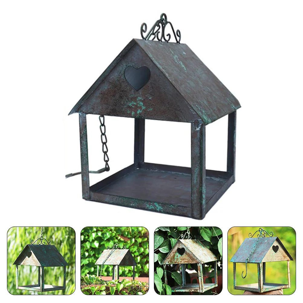

1Pc Retro Style Bird Feeder Creative Yard Hanging Ornament House Shape Pendant