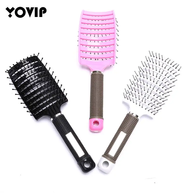 

Женская Массажная расческа, розовый Массажер для снятия стресса, массажер для головы, щетка для снятия влажных вьющихся волос для салона, ин...