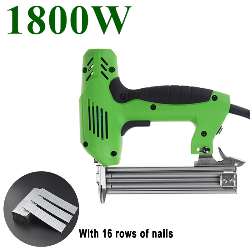 Электрический степлер для ногтей 1800 Вт-комплект пистолет, клепельный пистолет для мебели, 30 шт./мин, зеркальные гвозди для пола с 16 рядами гвоздей F30