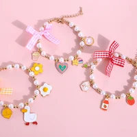 adjustable pet pearl bow duck ice cream cute cat collar with bell birthday collar cat necklace kitten accessories