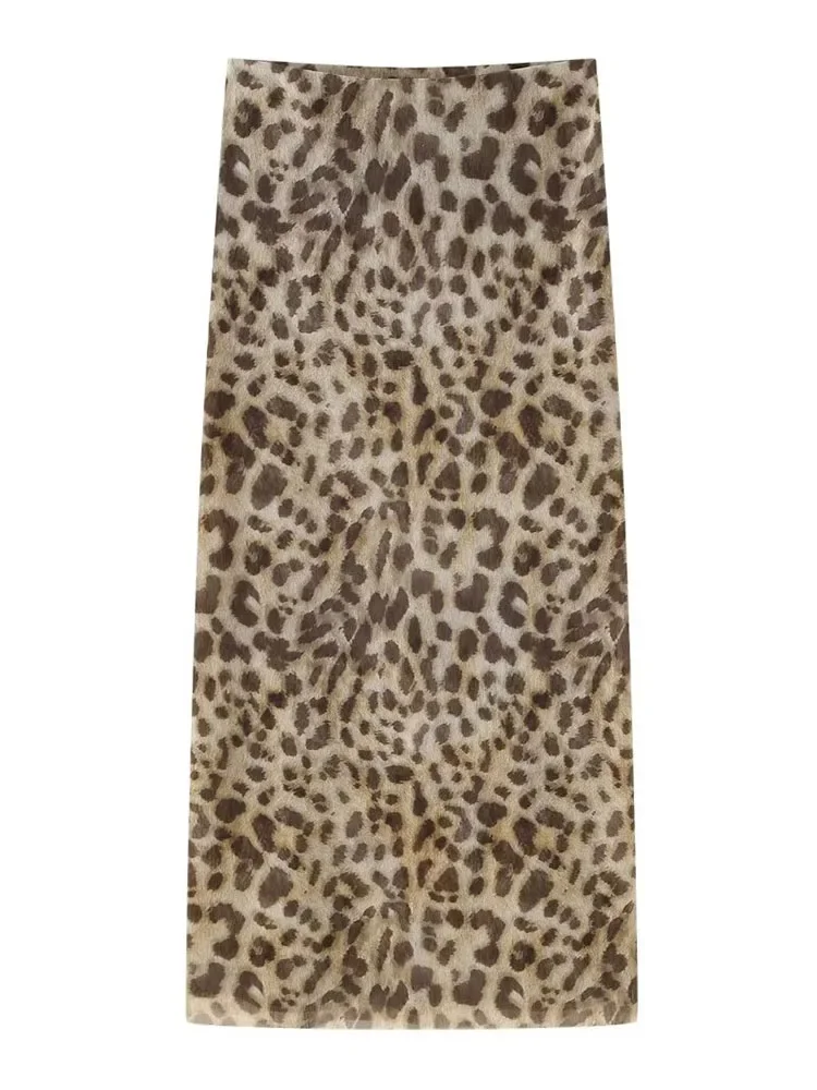 Женский комплект из топа и юбки с леопардовым принтом без бретелек