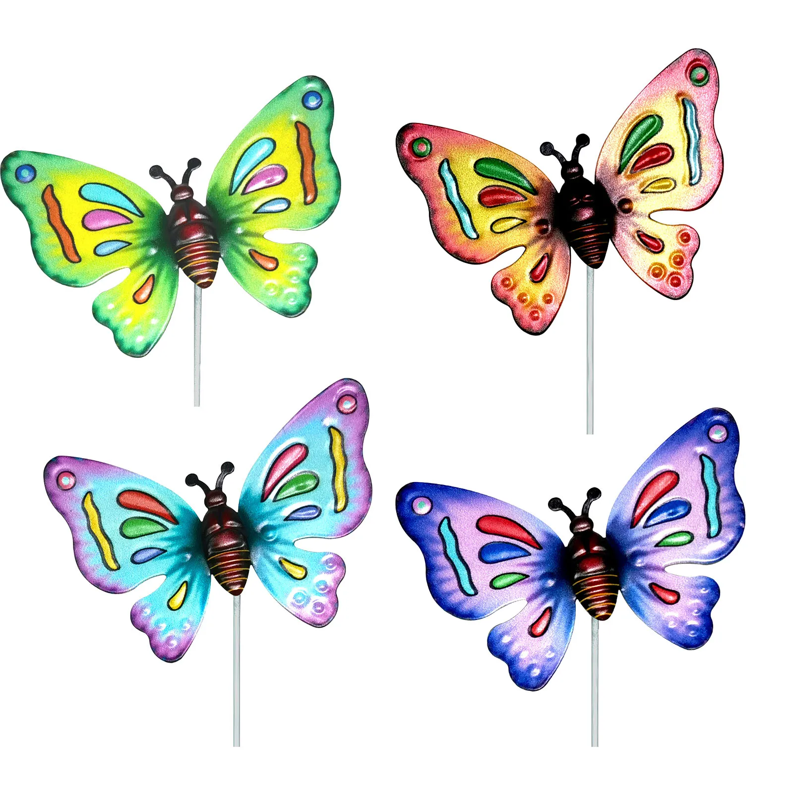 

Butterfly Garden Stakes Decor Colorful Iron Butterflies Stakes With Vivid Wings Art Yard Signs Ornament For Patio Courtyard Lawn