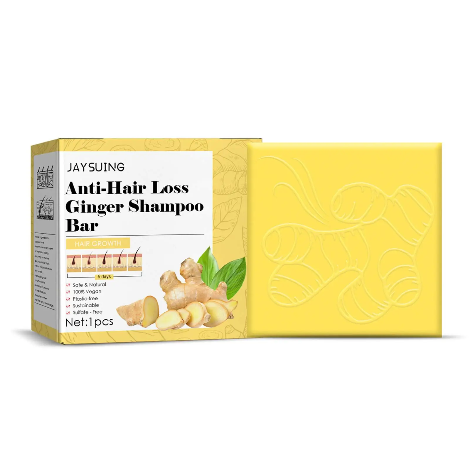 Hair Growth Shampoo Soap 100g Regrowth Nourishing Ginger Hair Wash Hair Growth All Hair Types Scalp Cleansing Reverse Hair Loss