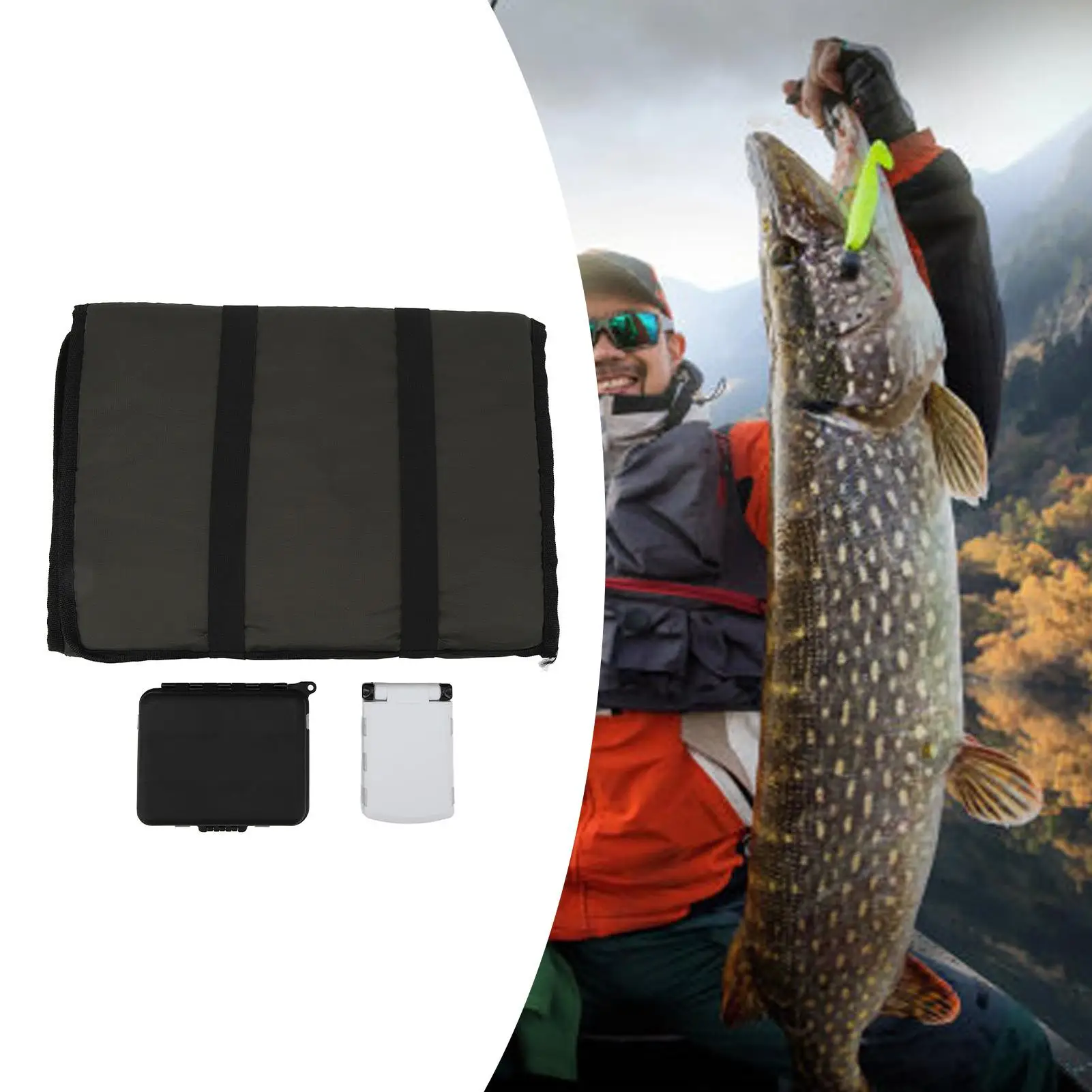 Складной коврик для рыбы с 2 ящиками приманки и губчатым посадочным ковриком