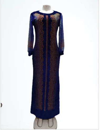 Fashion Sexy Velvet Sequins Robes Chiffon Sleeves Slim Dresses Ladies Muslim Wear Party Office Long Sleeve Maxi Dress