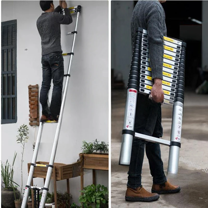 Телескопическая лестница househol портативные утолщенные алюминиевые лестницы
