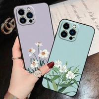 watercolor painting flowers and plants phone case for funda iphone 11 13 pro max 12 mini x xr xs se 2020 5 6 6s 7 8 plus black