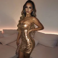 sexy slim bodycon ruched strapless mini dress outfits female 2021 party night club tube solid colors dress spring summer clothes