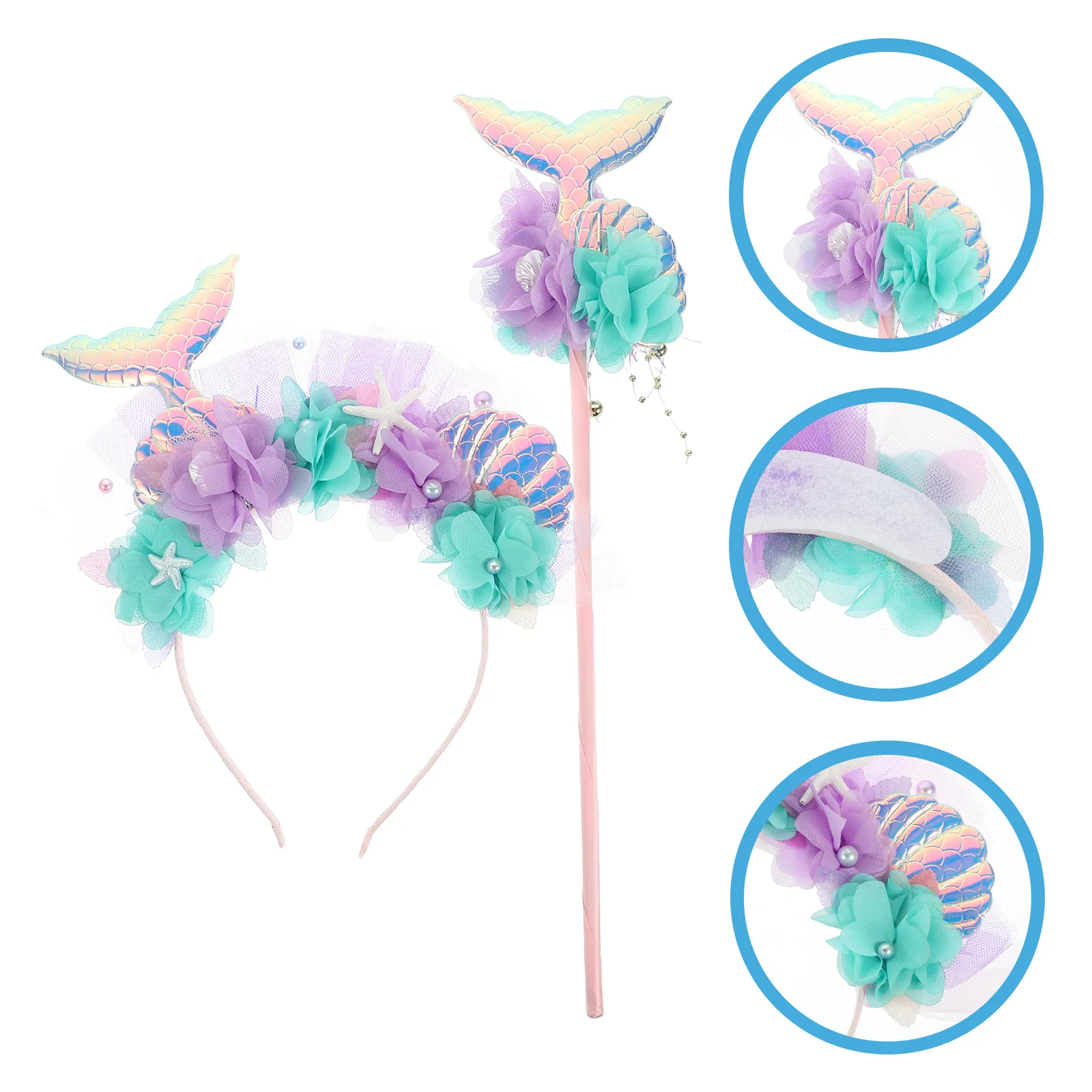 

Mermaid Accessories Costume Wand Headband Wands Kids Sequins Plastic Tail Fairy Child Children Clothes
