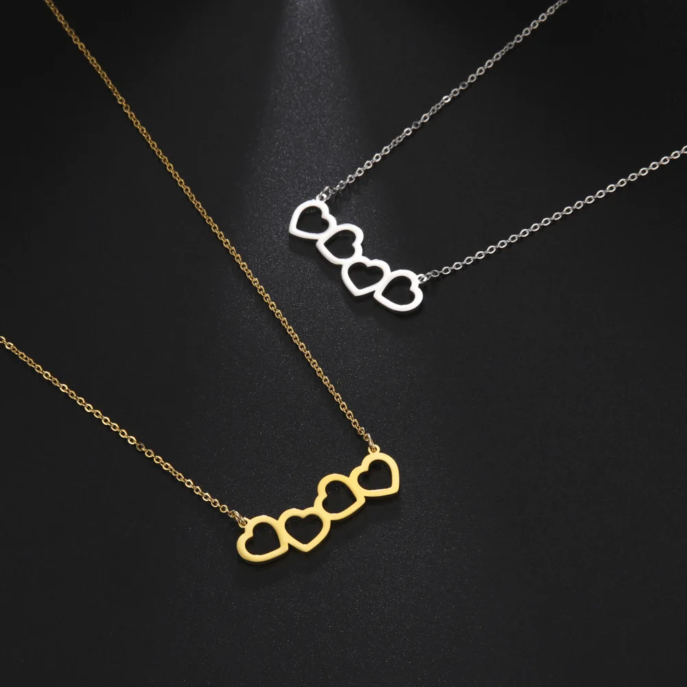 

Stainless Steel Niche Design Golden Love Temperament Exquisite Woman Pendant Necklace Hollow Collarbone Classic Gift Wholesale