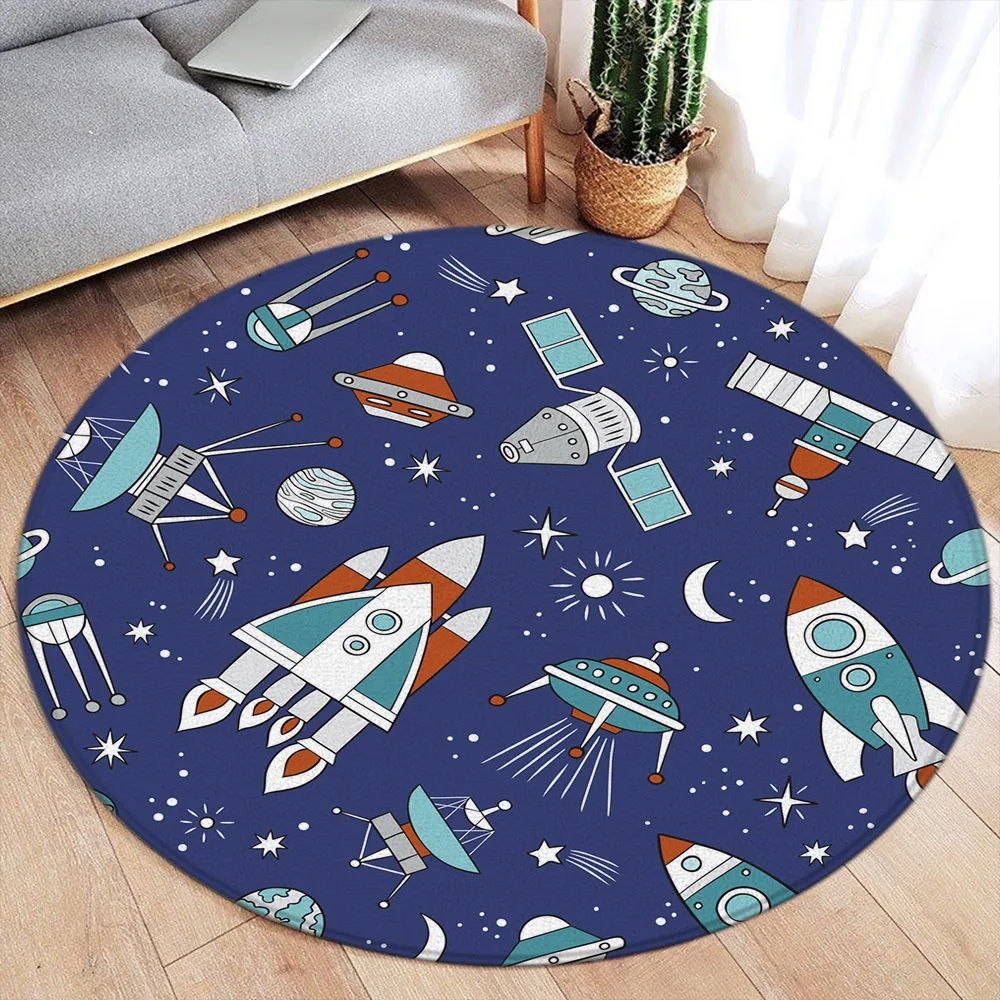 Мультяшный круглый ковер с планетами милая детская спальня гостиная украшение