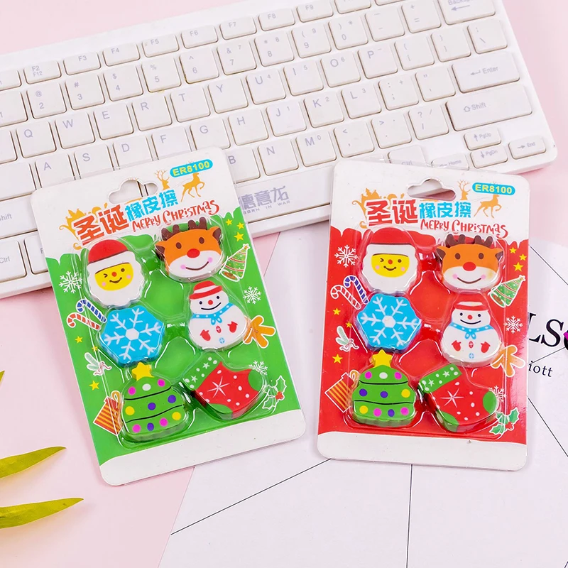 

6Pcs/Set Christmas Creative Gift Stationery Rubber Pencil Eraser Children Primary Student School Supplies