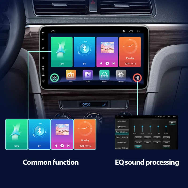 Фото Автомагнитола 1 Din, Android, мультимедийный видеоплеер, стерео, умная система для стиля Тесла, Nissan, Hyundai, Kia, Toyota, Honda №3