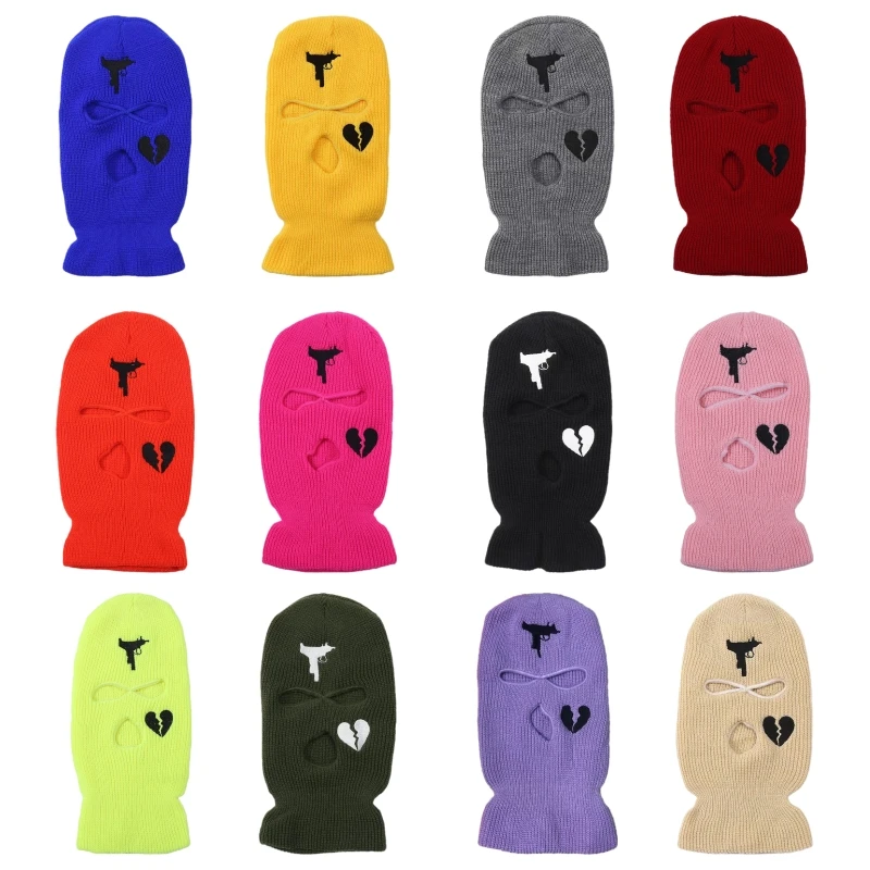 

Winter Ski Mask Warm Unisex Balaclava Face Mask Embroidery Knitted Neck Hunting Bicycle Cycling Tactical Ski Mask for Men Women