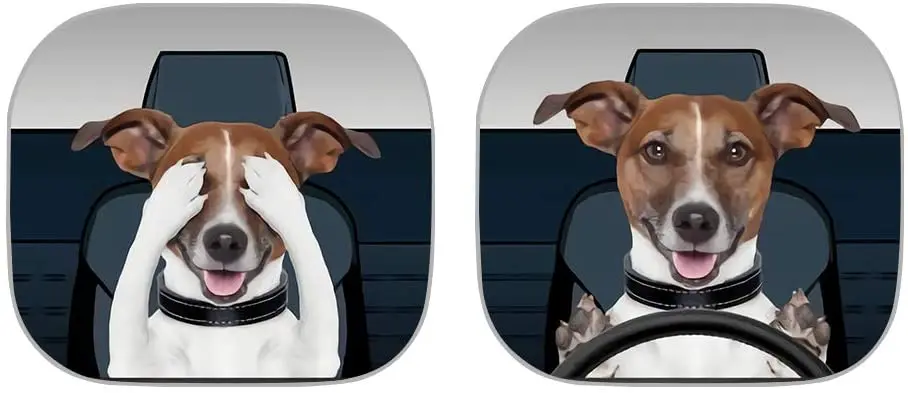 

PZZ BEACH 2 Pcs Set Personalized Car Front Windshield Sun Shade 2 Dogs Driving Summer Car Sunshade Heat Shield for Cars/Trucks/S