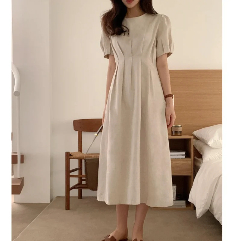 

Новинка 2023, свободное элегантное платье, дизайнерское Плиссированное нишевое однотонное платье со шнуровкой