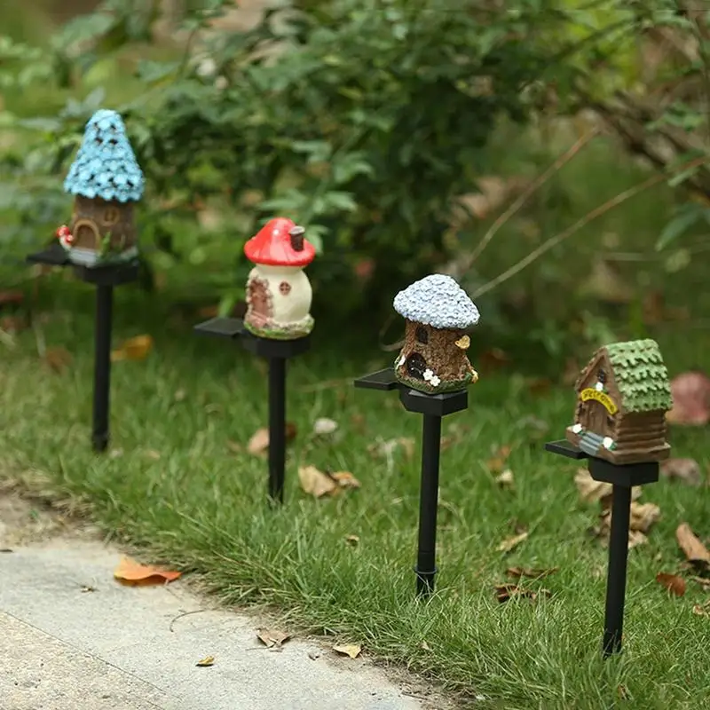 

Solar Outdoor Lights Decorative Garden Solar Lights Resin Fairy House Statue Waterproof Solar Stake Lights Garden Decorations