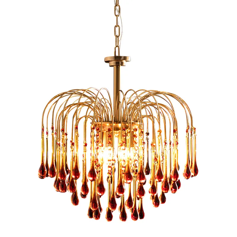 Итальянская медная ретро люстра с каплями воды французская роскошная лампа для