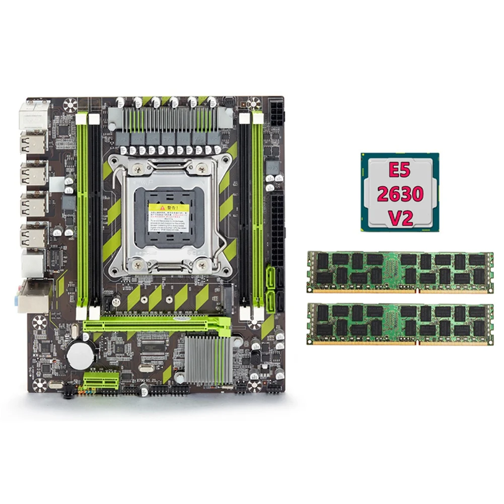 

X79 Motherboard+E5 2630 V2 CPU+2X8GB DDR3 1600Mhz REG ECC RAM Memory Set LGA 2011 M.2 NVME Motherboard