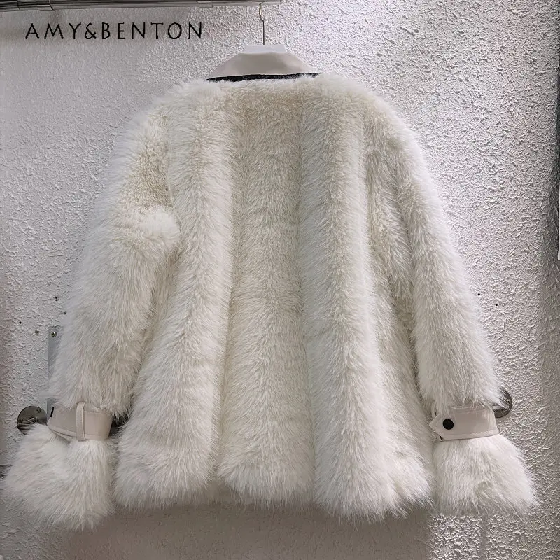 Casual Fur Furry Coat Women's Wool Jackets Autumn and Winter Pu Fur Integrated Coat Top Fashion Trend Warm Jackets for Ladies