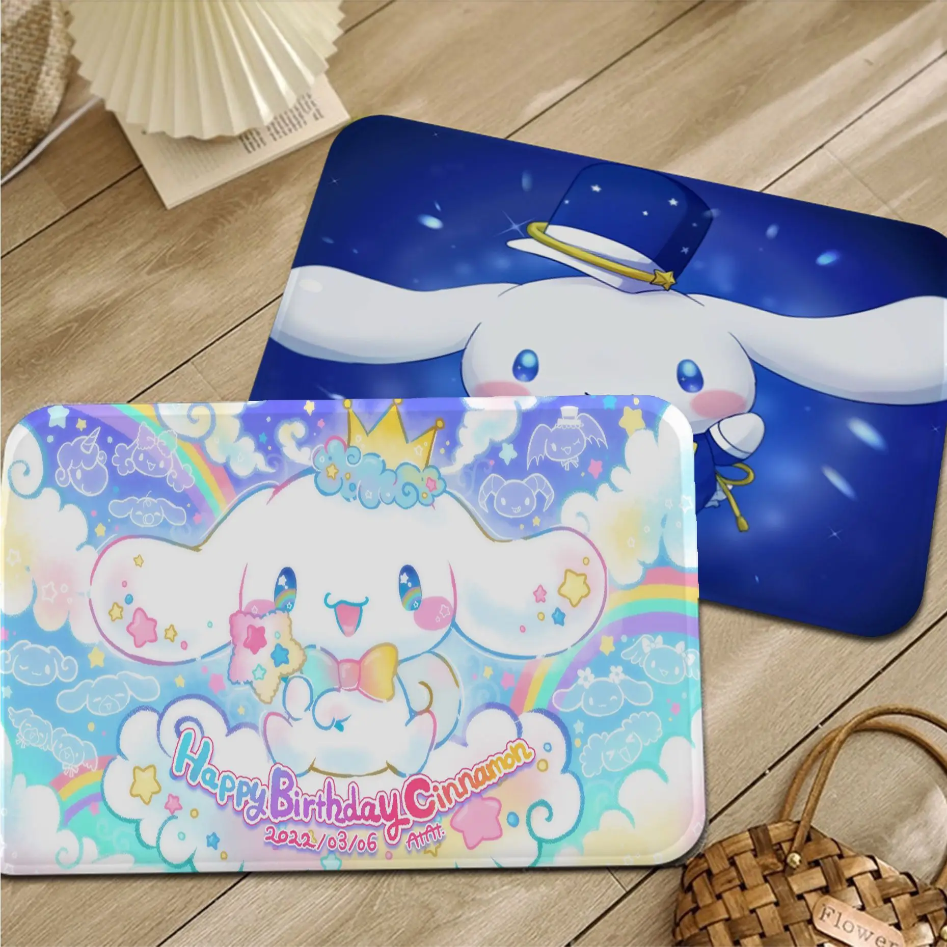 

BANDAI Cartoon Cinnamoroll Entrance Door Mat Washable Non-Slip Living Room Sofa Chairs Area Mat Kitchen Hotel Decor Mat