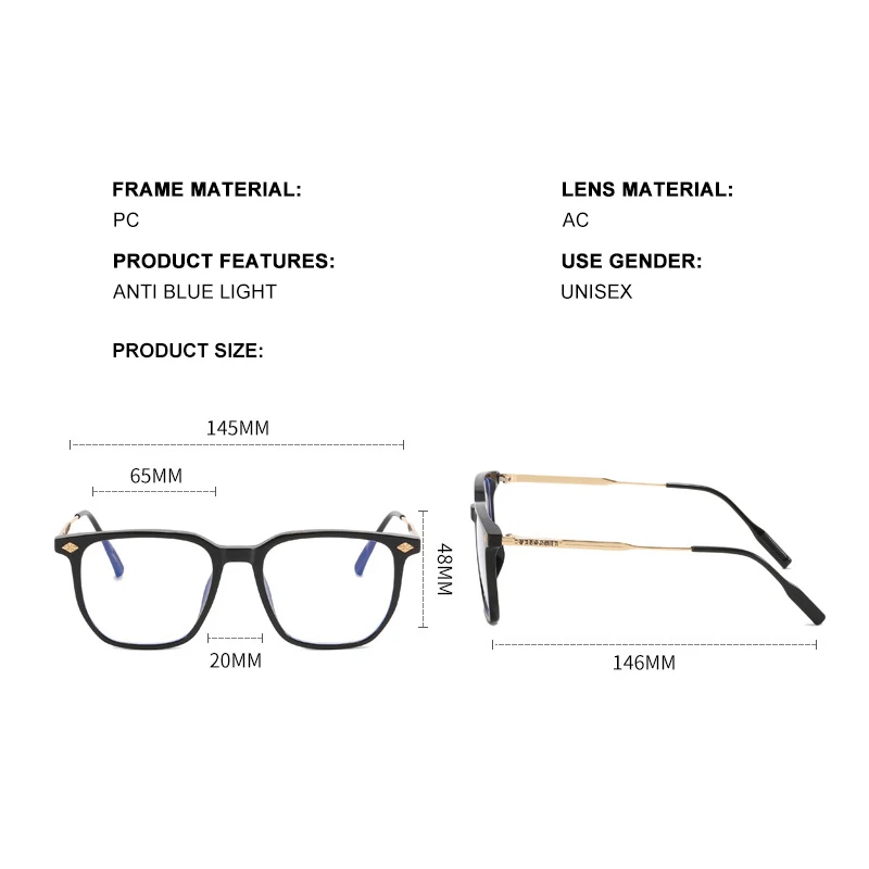 Квадратные очки DDLONG с защитой от синего света