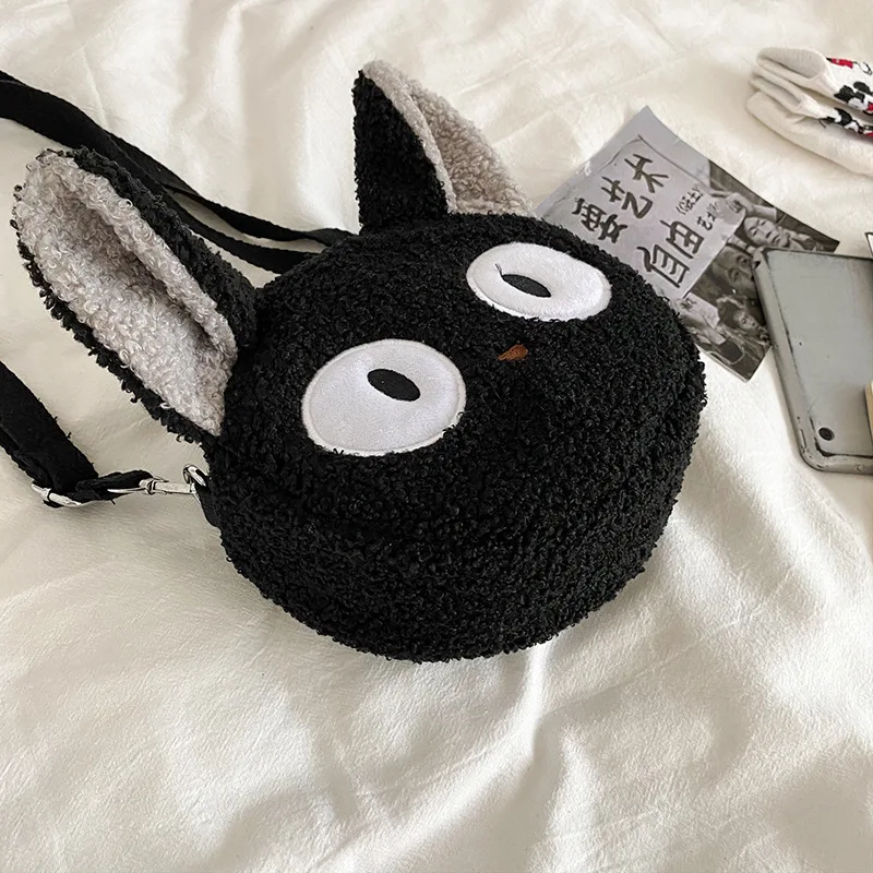 

Korean Fashion Plush Womens Bag Black Cat Small Round Bag Female Shoulder Messenger Bag Wrist Bag Party Clutch Coin Purse 2020