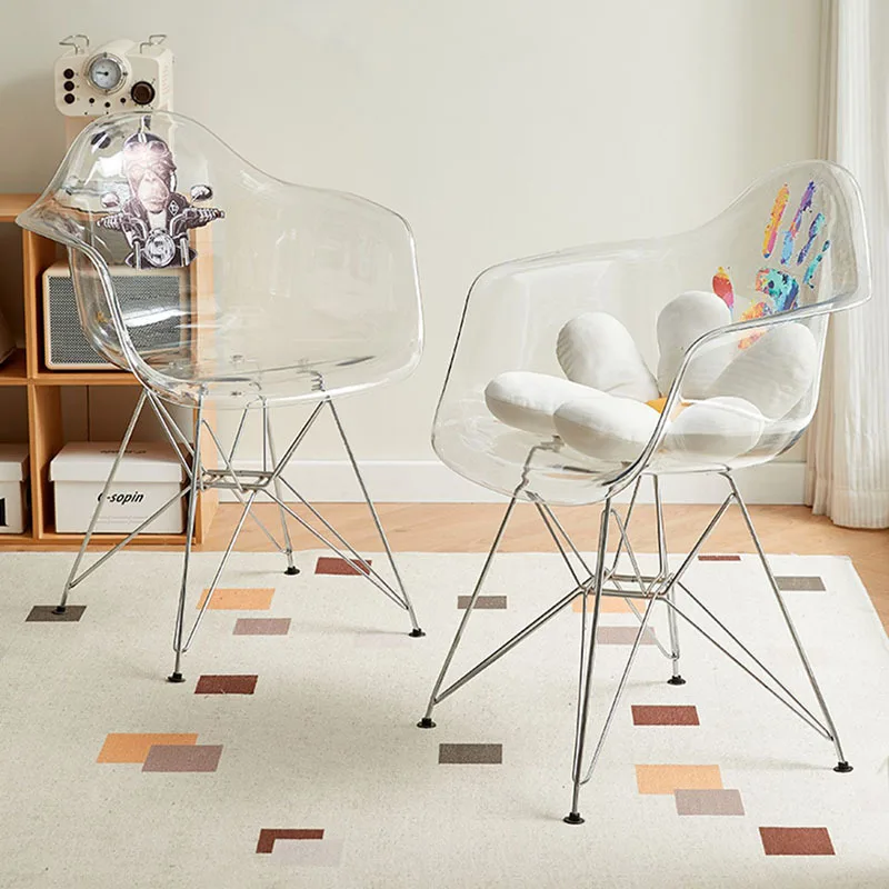 Пластиковые модные обеденные стулья прозрачные в скандинавском стиле для