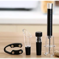 4pcs creative pneumatic wine bottle opener foil cutter pourer stopper set automatic corkscrew for home and party