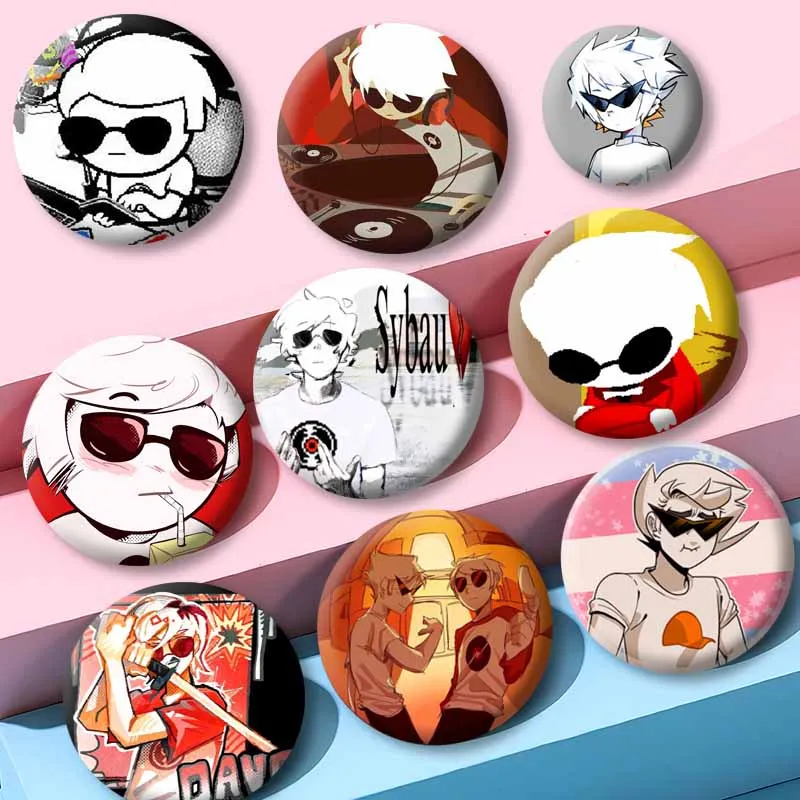 Фото Эмалевые значки H-Homestuck с Дэйвом и Дирк Страйдером, забавные броши с игровыми персонажами, значки на лацкан, украшения для сумок и одежды, подарок для друзей №3