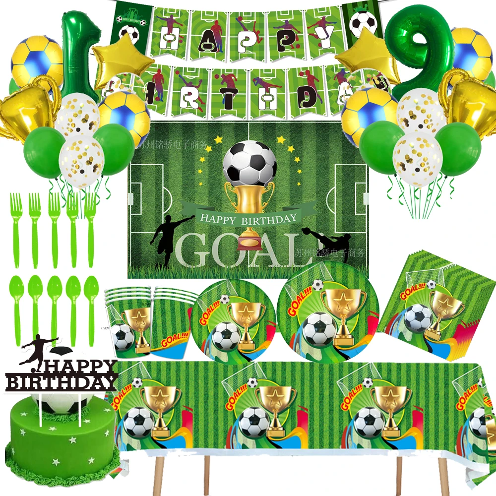 

Green ball ball theme boy's birthday party decorations, disposable cutlery, paper cups, plates balloons baby shower supplies