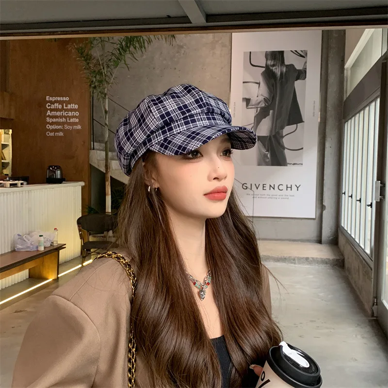 Ретро-шапка в клетку восьмиконец художник бреда Женская модная британская