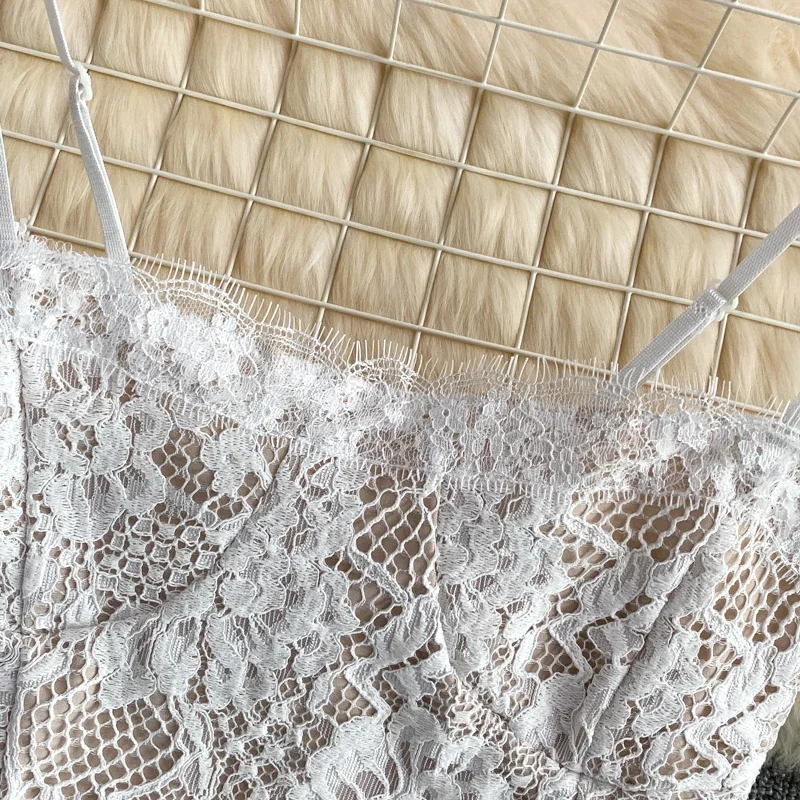 Комплекты полых юбок с кружевным крючком и цветочным принтом жилет-бретелька