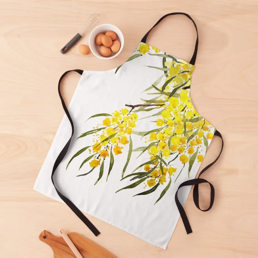 Золотой цветочный акварельный фартук для парикмахерской милый кухонный