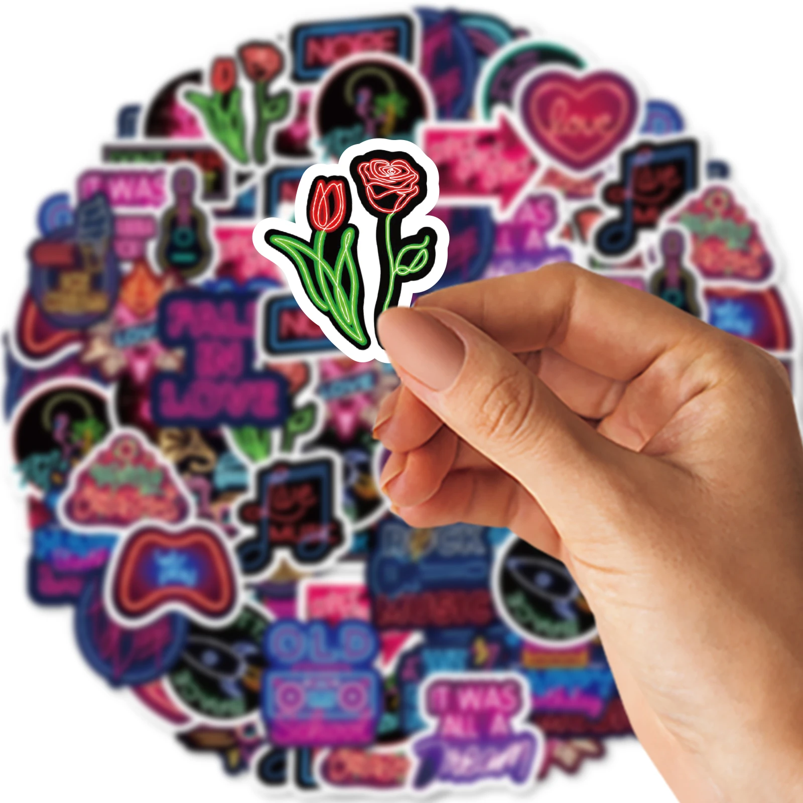 46 Шт. Неоновые Наклейки С Граффити Для Украшения Ночного Рынка Ноутбуков Бутылок