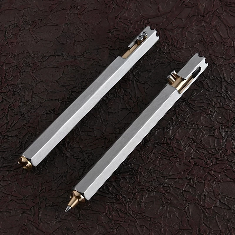 Stainless Steel Six-sided Bolt Tactical Pen Brass Business Signature Pen Ballpoint Pen Gift Pen Stationery