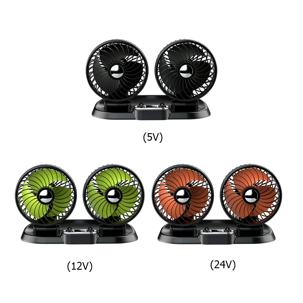 

Car Cooling Fan Portable Auto Electric Fan Cool 5V USB 12V 24V Mini Double Auto Cooler Fan Universal Dual Head Cars Fan