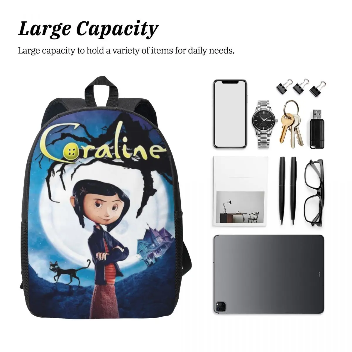 Рюкзаки C-CoralineS с аниме-фильмом для женщин мужчин мальчиков и девочек сумка книг