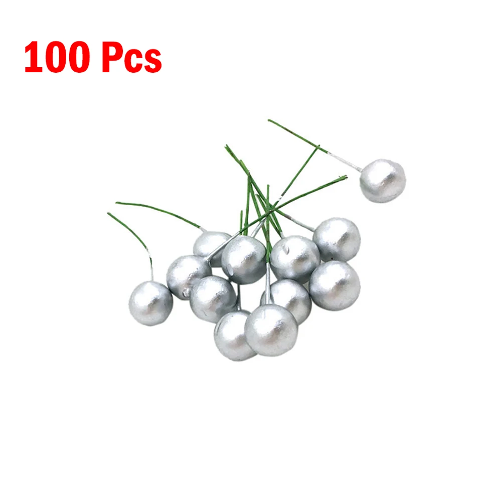 

100pcs Chrstmas Artificial Berries Fruit Cherry Stamens For Wedding Christmas Party DIY Gift Wreaths Decor 2023 New Year Navidad