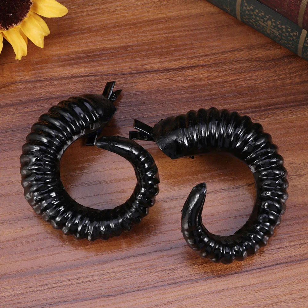 

Black Outfit Horn Hairpin Cosplay Headdress Headband Plastic Aritifical Sheep Horns Halloween Decor Miss