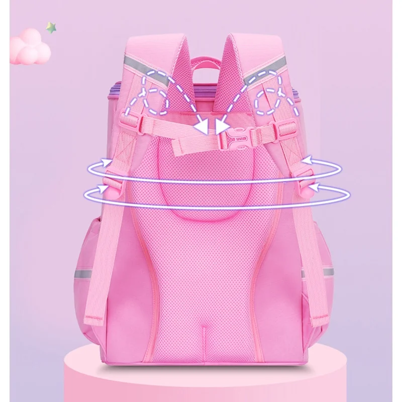 Grade 1-6 Girls Sweet Cartoon Unicorn Backpacks New Dreamy Children Cute Students Reflective Fashion Schoolbags Drop Shipping