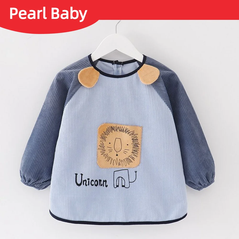 Cute Baby Bibs Baby Gown Water and Dirt Resistant Children's Autumn and Winter Bib Eating Clothes Crystal Velvet Babies' Apron