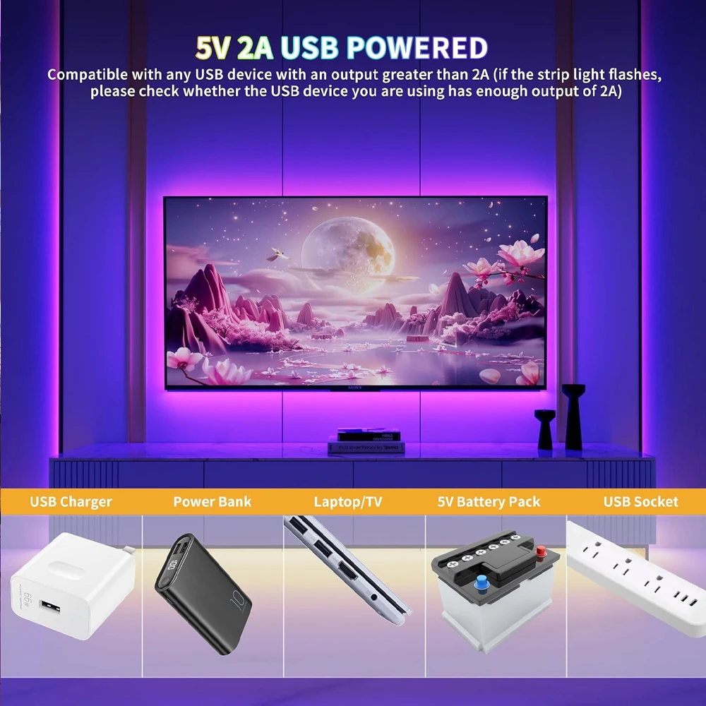 Фото 5V USB Tuya WiFi COB RGB Светодиодная лента 1M 2M 3M 4M 5M Пульт дистанционного управления ТВ Задний шкаф Игровая комната Свет f Alexa Google Home №4