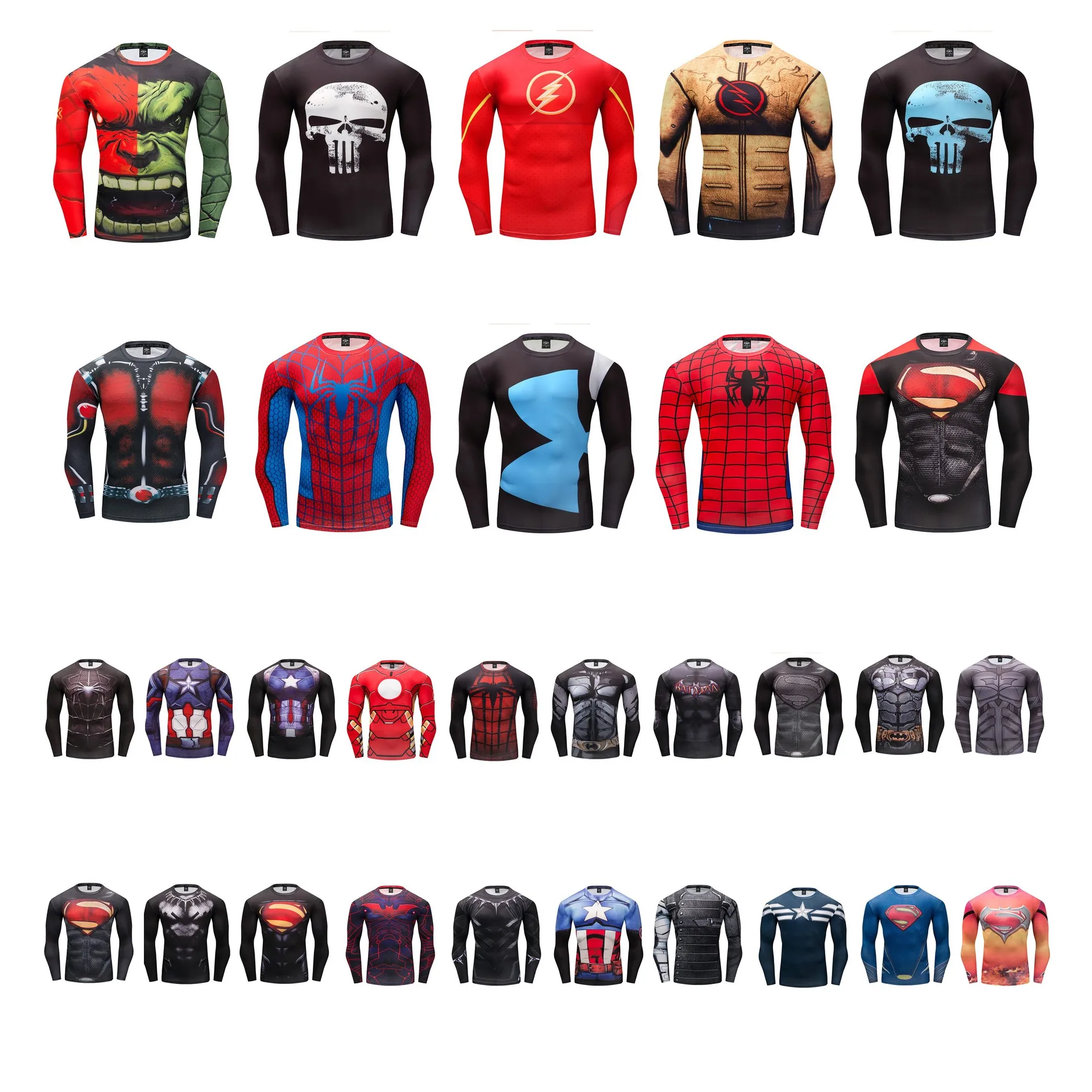 

Disney Spider-Man 3D T Shirt Avengers Iron Man Long Sleeve Tights Sports Casual Comics Crew Neck T-Shirt Hulk Cosplay Costume