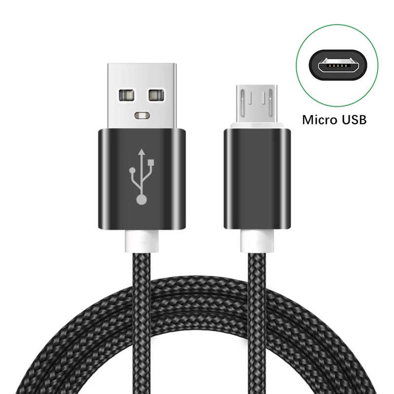 Фото Плетеный зарядный кабель Micro USB для Samsung S6 S7 Redmi 9A 10A 12C Honor 8C 9i OPPO R15 Realme C30 C31 C33, нейлоновые плетеные кабели №2