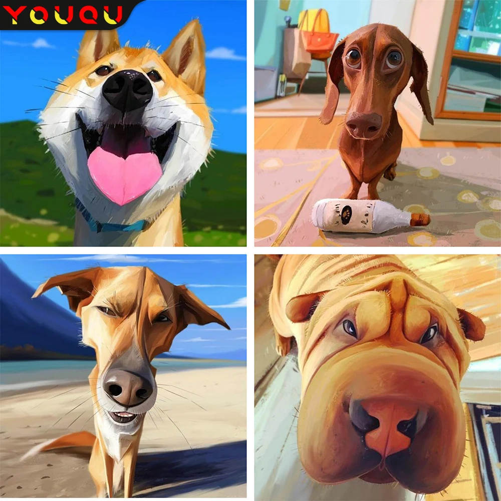 

Funny Dog 5D Diamond Painting Cartoon Animal Full Square Round Drill Diamond Embroidery Rhinestones Pictures Mosaic Wall Decor
