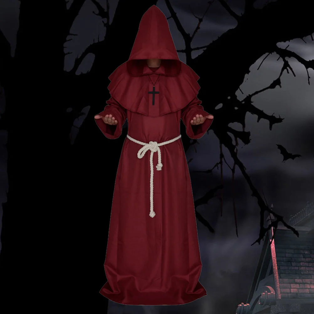 Средневековый халат монаха священника с капюшоном костюм для косплея на