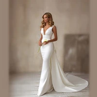 romantic mermaid beach bride gowns simple chiffon tulle sweep train wedding dresses grace bridal wedding gown vestidos de novia